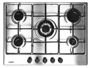 Samet Piano Cottura 5 Fuochi a Gas Larghezza 70 cm (1 Bruciatore Wok) in Acciaio Inox colore Inox - ERCOLE70
