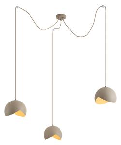 Lampada a sospensione di design beige con vetro opalino a 3 luci - Tulip
