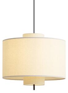 Lampada a sospensione Japandi Nera con paralume in lino bianco 50 cm - Rieu