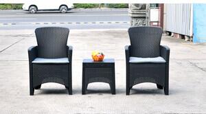 VivaGarden Salotto da Giardino con 2 Poltrone e Tavolino con Cuscini in polipropilene colore Grafite - BALCO NATURA