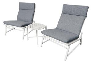 Amicasa Salotto da Giardino con 2 Poltrone e Tavolino con Cuscini in Alluminio/Tessuto colore Bianco/Grigio - YOUNG