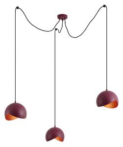 Lampada a sospensione di design rossa con vetro opale 3 luci - Tulip