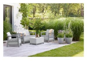 ALLIBERT Salotto da Giardino con Divano 2 Posti 2 Poltrone e Tavolino Contenitore con Cuscini in Polipropilene colore Ash grey e Storm grey - Scandi