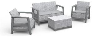 ALLIBERT Salotto da Giardino con Divano 2 Posti 2 Poltrone e Tavolino Contenitore con Cuscini in Polipropilene colore Ash grey e Storm grey - Scandi