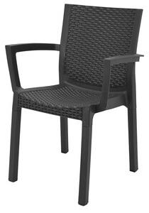 DIMAPLAST 2000 Sedia per Esterni Impilabile in Rattan PE con Braccioli Dimensioni 55x52xh83 cm colore Antracite - PANAREA CONFORT