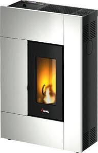Cadel Stufa a Pellet Ventilata a Camera Stagna 5,1 kW Capacit Serbatoio 12 Kg Volume Riscaldabile 146 m3 colore Metallo Bianco - 7025108 Spirit 5 T2