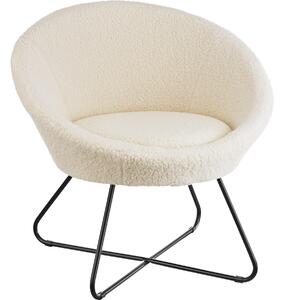 TecTake GmbH 405401 poltrona cocktail centera, imbottita, rotonda - bouclé bianco avorio