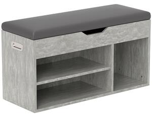 HOMCOM Scarpiera Salvaspazio Imbottita a 3 Ripiani Aperti con Spazio a Scomparsa, in Legno, 80x30x45 cm, Nero e Grigio