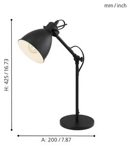 Eglo 55251 - Lampada da tavolo PRIDDY 1xE27/40W/230V nera