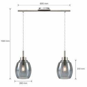 BRILAGI - LED Lampadario a sospensione con cavo RETRO GLASS 2xE27/60W/230V cromo opaco/grigio fumé