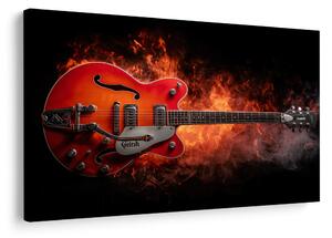 Quadro su tela – Chitarra elettrica in fiamme