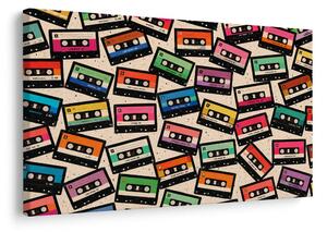 Quadro su tela – Cassette retrò dai colori vivaci
