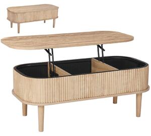 Tavolino da salotto con piano sollevabile - Regolabile in altezza - Con vano portaoggetti - Allungabile - MDF - Design Mid-Century - Dimensioni 100 x 48 x 40,5–54,5 cm - Effetto legno naturale