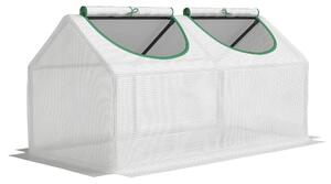 Outsunny Mini serra a casetta con 2 Finestre Avvolgibili, Copertura in PE Anti-Raggi UV per Orto e Giardino, 120x60x60cm, Bianco | Aosom Italy
