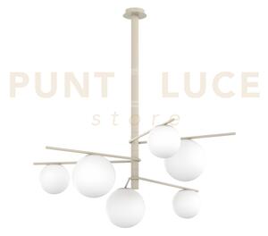 Boomerang lampadario 6 luci attacco e27 sabbia e vetro bianco