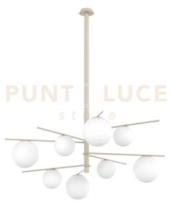 Boomerang lampadario 8 luci attacco e27 sabbia e vetro bianco