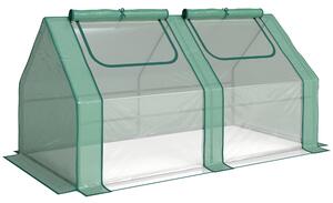 Outsunny Serra per Orto con 2 Porte e 2 Finestre Avvolgibili, in Acciaio e Copertura in PE Anti-Raggi UV, 180x90x90cm, Verde | Aosom Italy