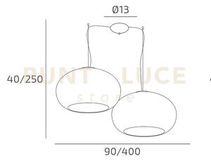 Casper sospensione spostabile 2 vetri da 42 cm 6 luci attacco e27 m