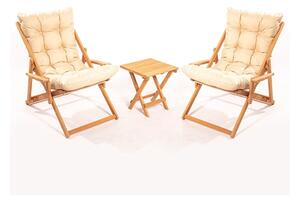 Set da giardino in legno di faggio in colore crema-naturale per 2 persone - Floriane Garden