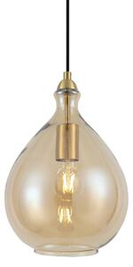 Lampada a sospensione moderna oro con vetro ambrato - Traditional