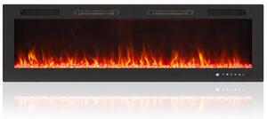 DecHome Camino Elettrico da Incasso con Effetto Fiamma 3 Modalit di Riscaldamento e Telecomando 152.4x9.4x47 cm colore Nero