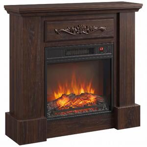 DecHome Camino Elettrico da Terra 1800W con Effetto Fiamma Telecomando Timer e Temperatura Regolabile 80.7x22.5x76.5 cm colore Marrone