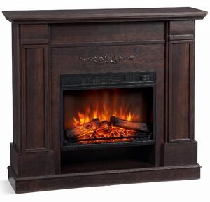DecHome Camino Elettrico da Terra/Incasso con Cornice 1800W Effetto Fiamma 3D Timer 117x30x100 cm colore Marrone