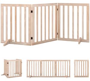 AllMyPets Cancelletto per Cani Pieghevole a 3 Pannelli con 2 Piedini di Supporto per Cani di Taglia Piccola 150x36x61 cm colore Legno