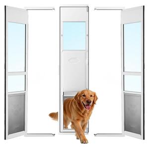 Porta per cani per porte scorrevoli in vetro - Porta per animali domestici XL - Regolabile in altezza da 192,7 a 204,9 cm - Telaio in alluminio - Con serratura - Orientabile a 180° - Per cani di taglia molto grande
