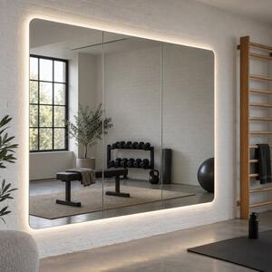 Parete a specchio da palestra con luce LED e angoli arrotondati F6