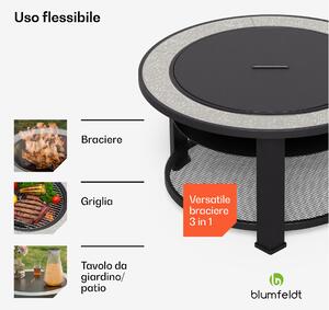 Blumfeldt Merano Circolo - Braciere 3 in 1 con funzione grill, utilizzabile come tavolo, 87 cm di diametro