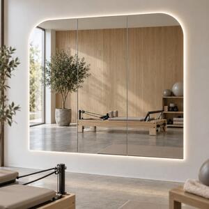 Parete a specchio da palestra con luce LED e angoli ad arco G13