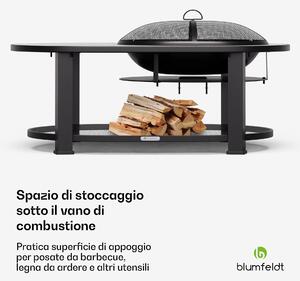 Blumfeldt Merano Circolo L - Braciere 3 in 1 con funzione grill, utilizzabile come tavolo, 122 x 87 cm