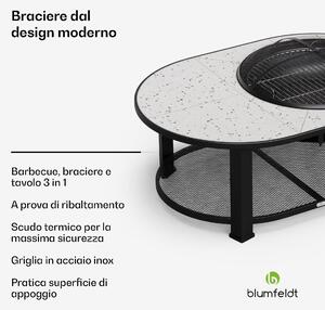 Blumfeldt Merano Circolo L - Braciere 3 in 1 con funzione grill, utilizzabile come tavolo, 122 x 87 cm