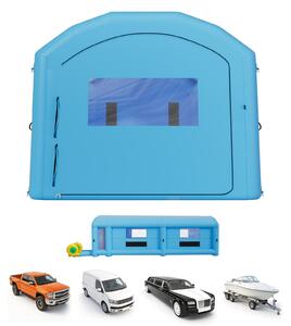 Cabina di verniciatura gonfiabile - Tenda per verniciatura, cabina di verniciatura 12 x 5 x 4 metri - 2 ventilatori da 950W e 1100W - Filtro a carbone attivo - Area spogliatoio - Tetto a volta - Adatta per pick-up e furgoni - Colore blu