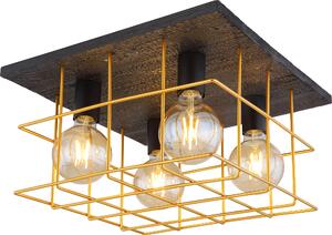 Globo Lighting plafoniera in metallo nero, 4x E27