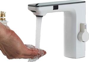 Rubinetto per lavabo, sensore senza contatto, display digitale, bianco A