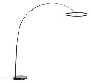 Lampada da terra ad arco di design nera con LED dimmerabile a 3 livelli - Anello