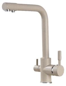 Rubinetto da cucina, doppia maniglia, filtro per acqua purificata, beige a pois