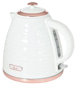 HOMCOM Bollitore Elettrico 1,7 L, 2,2 kW, Funzione Ebollizione Rapida con Filtro Anticalcare Rimovibile e Lavabile, Bianco | Aosom Italy