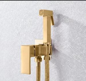 Rubinetto per bidet, struttura in ottone, design per montaggio a parete, oro spazzolato