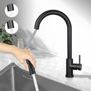 ZMH Miscelatore per cucina nero Miscelatore estraibile per lavello con doccia Rubinetto miscelatore lavello girevole a 360° in acciaio inox con 2 modalità di spruzzo Rubinetto a bassa pressione