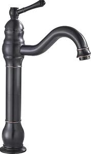 Rubinetto per lavabo da bagno, struttura in ottone, miscelatore caldo e freddo, nero alto