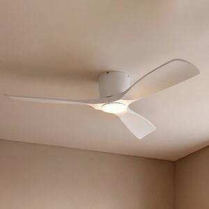 Ventilatore da soffitto LED Lucande Smart Moneno, bianco, DC, Tuya Moneno Lucande, dimmerabile, Bianco / Opale, Soggiorno / Sala da pranzo, Metallo, Moderno