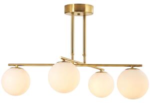 DecHome Lampadario a Sospensione Stile Moderno con 4 Sfere Dimensioni 75x75 cm in Acciaio colore Oro