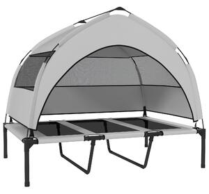 AllMyPets Lettino per Cani con Copertura a 3 Lati Rimovibile in Poliestere e Acciaio 106x76x94 cm colore Grigio Chiaro/Nero