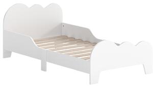 DecHome Letto Montessori per Bambini 3-8 Anni 143.5x74.5 cm con Sponde Anti-Caduta Forma di Nuvola in Legno colore Bianco