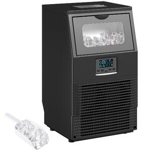 HOMCOM Macchina per Cubetti di Ghiaccio Commerciale Autoportante con Serbatoio da 4kg, Autopulizia e Timer, in Acciaio, Nero | Aosom Italy