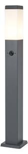 Lampada da esterno grigio scuro con vetro opale 80cm IP44 con presa e sensore di movimento - Malios