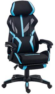 HOMCOM Sedia da Gaming con Cuscino Lombare, Poggiatesta Regolabile, Poggiapiedi e Schienale Reclinabile, Nero e Blu | Aosom Italy